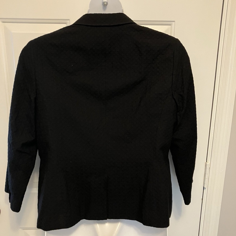 NWT Talbots Size 16 Cotton Blazer Jacket Women's Black Classic Textured - Picture 4 of 7
